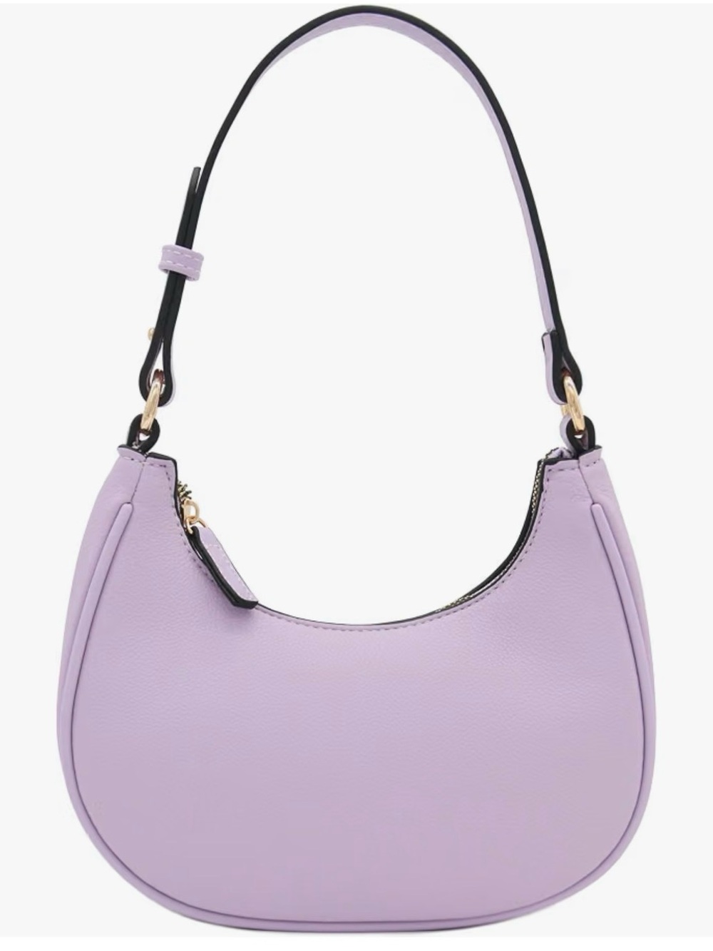 Lilac Crescent Shoulder Bag with Black Strap